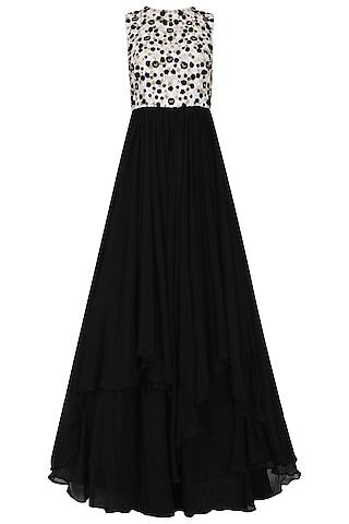 black and white layered gown