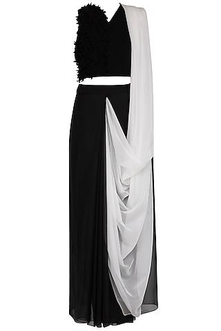 black and white skirt saree