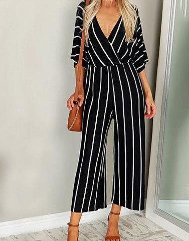 black and white striper jumpsuit