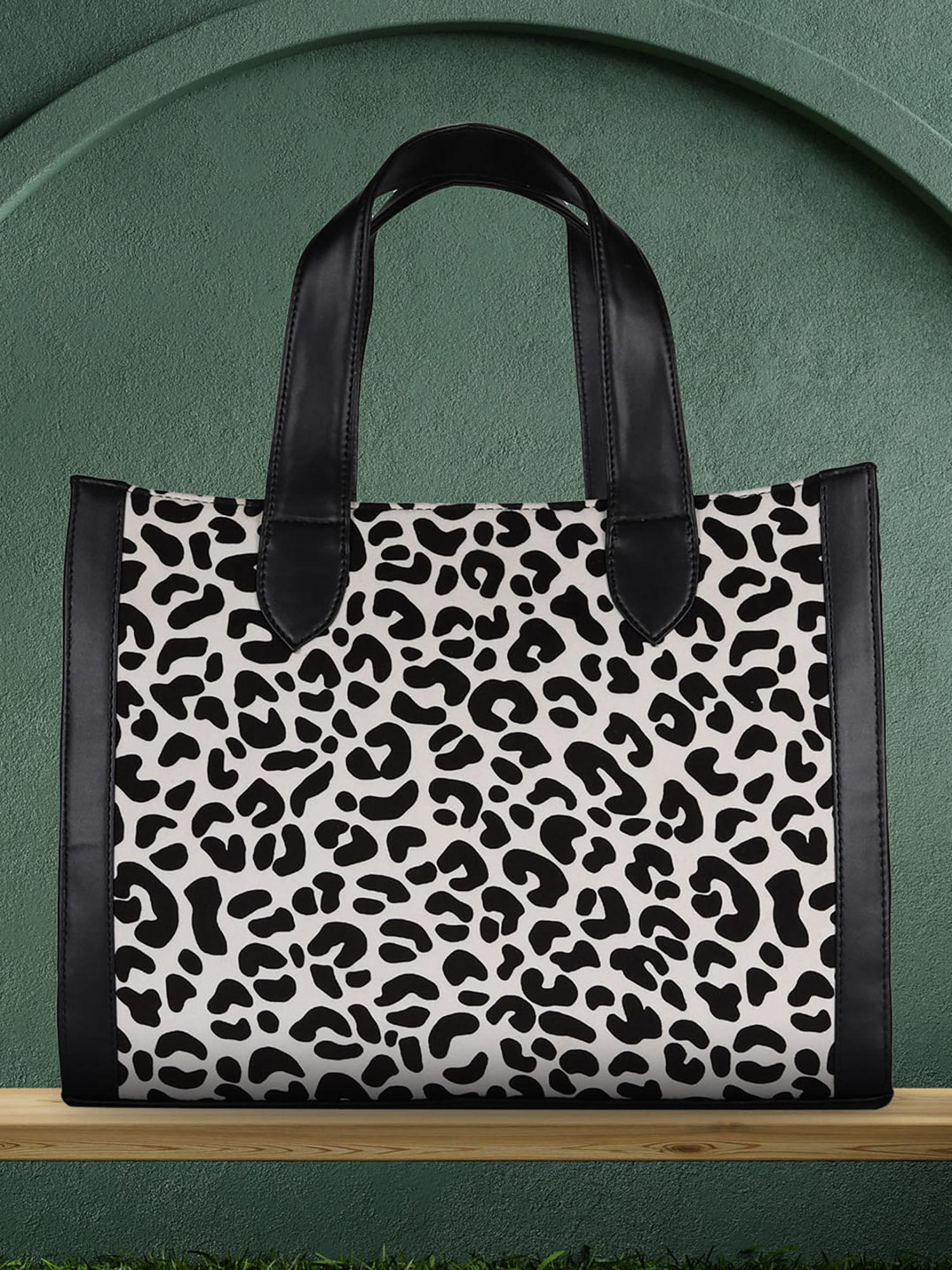 black and white textured tote bag