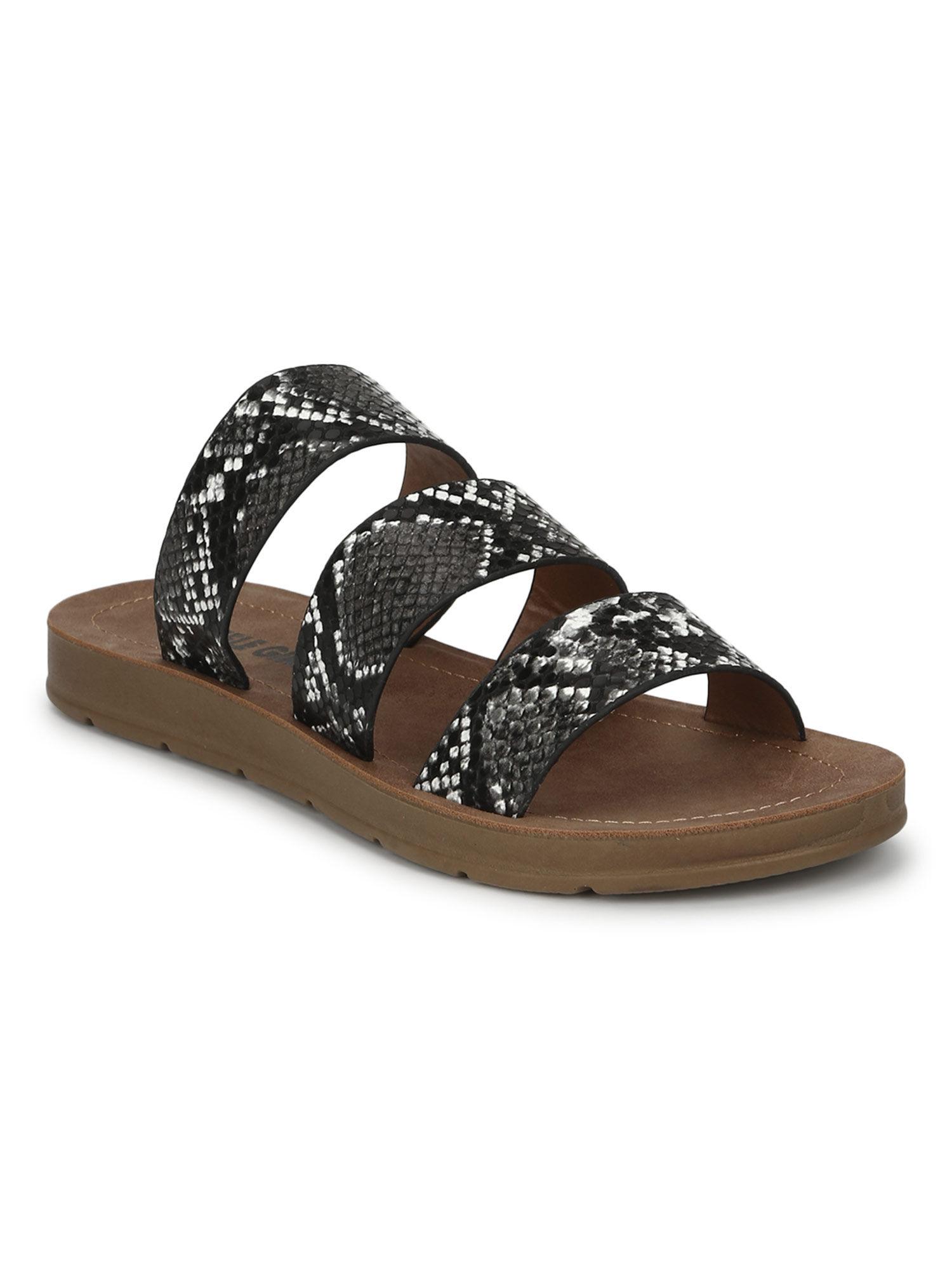 black animal print flipflops