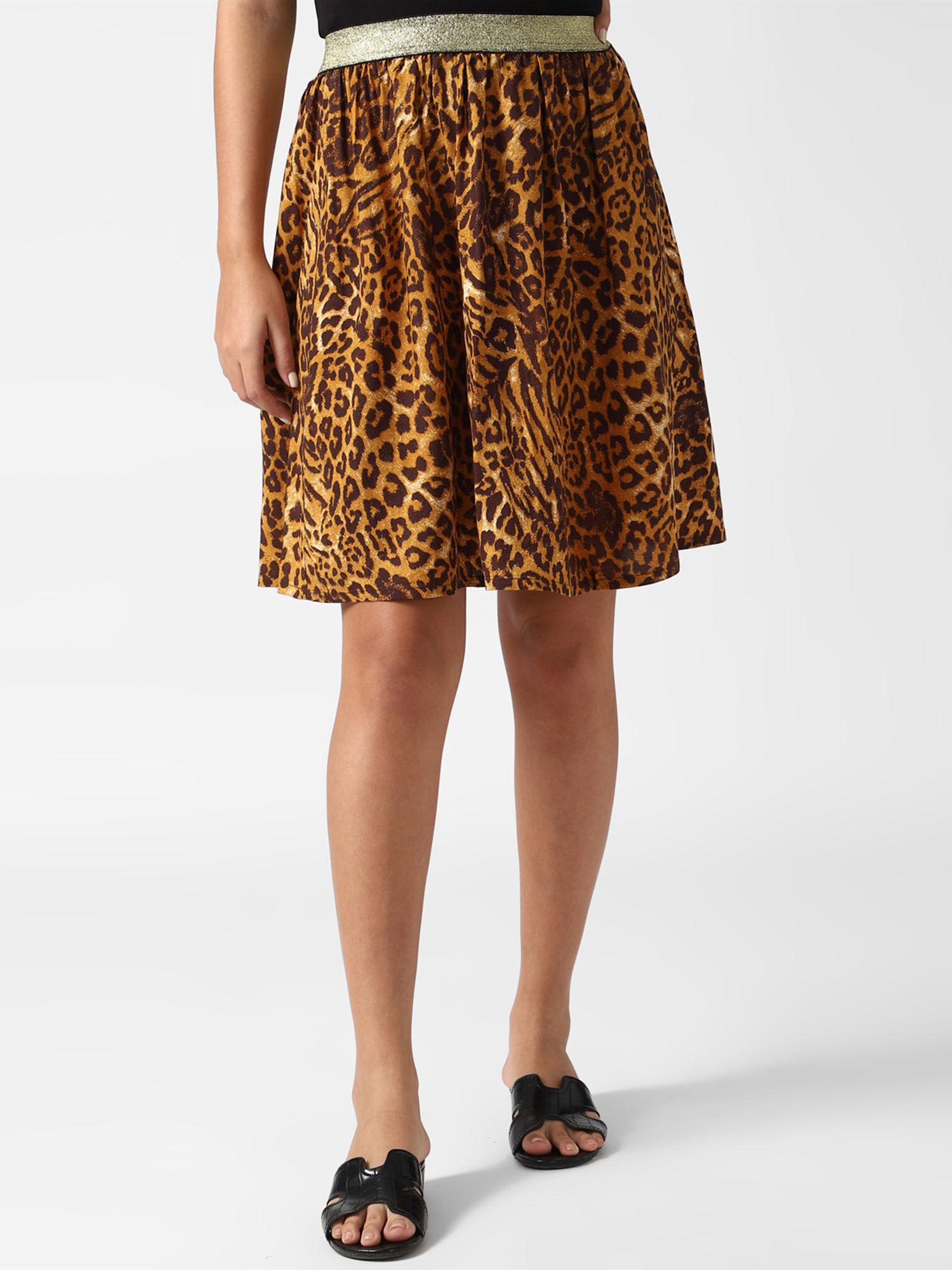 black animal print leopard skirt