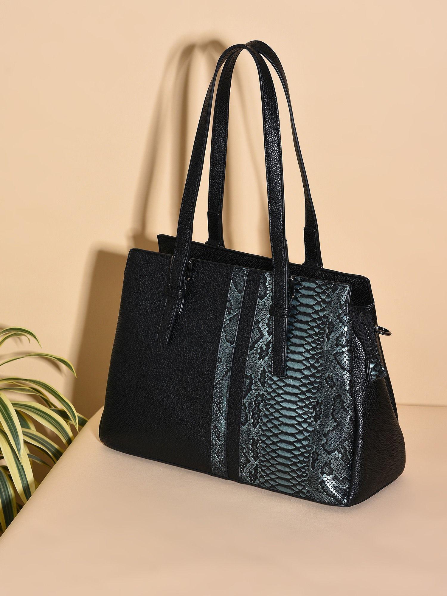 black animal print structured shoulder bag