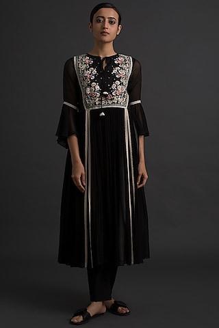 black art deco embroidered tunic