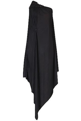 black asymmetric one shoulder dress