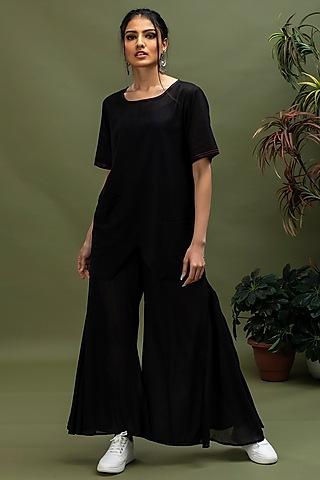 black asymmetrical long top