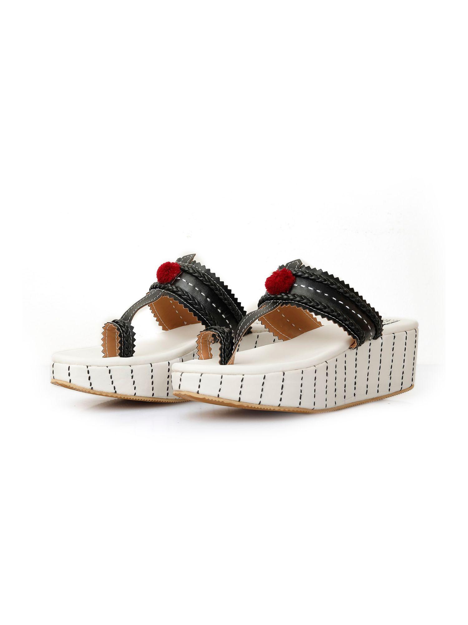 black back to school kolhapuri wedges