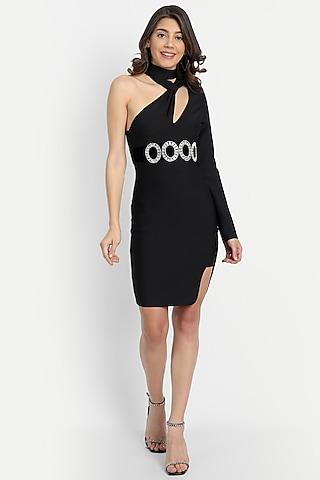 black bandhej mini dress