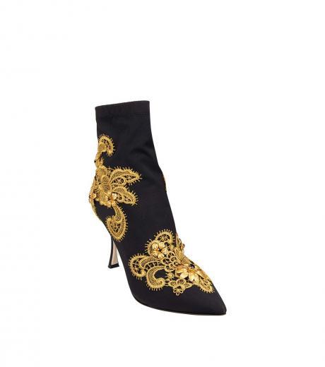 black baroque embroidery boots