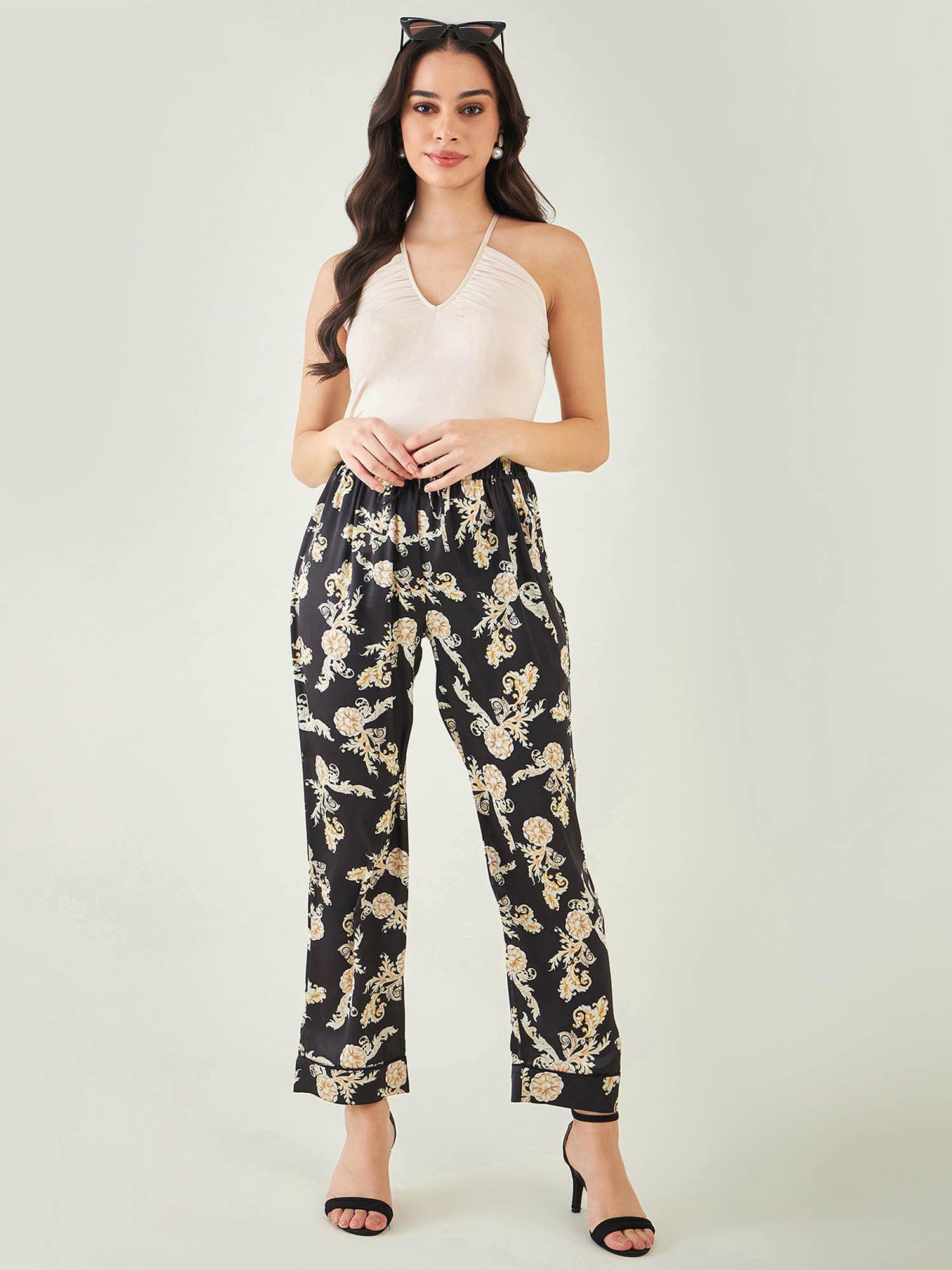 black baroque print pant