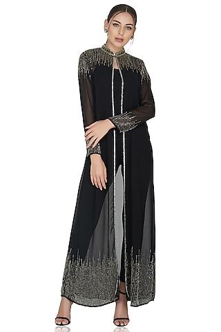 black beads embellished cape