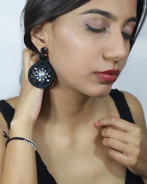 black beauty pearl statement earrings
