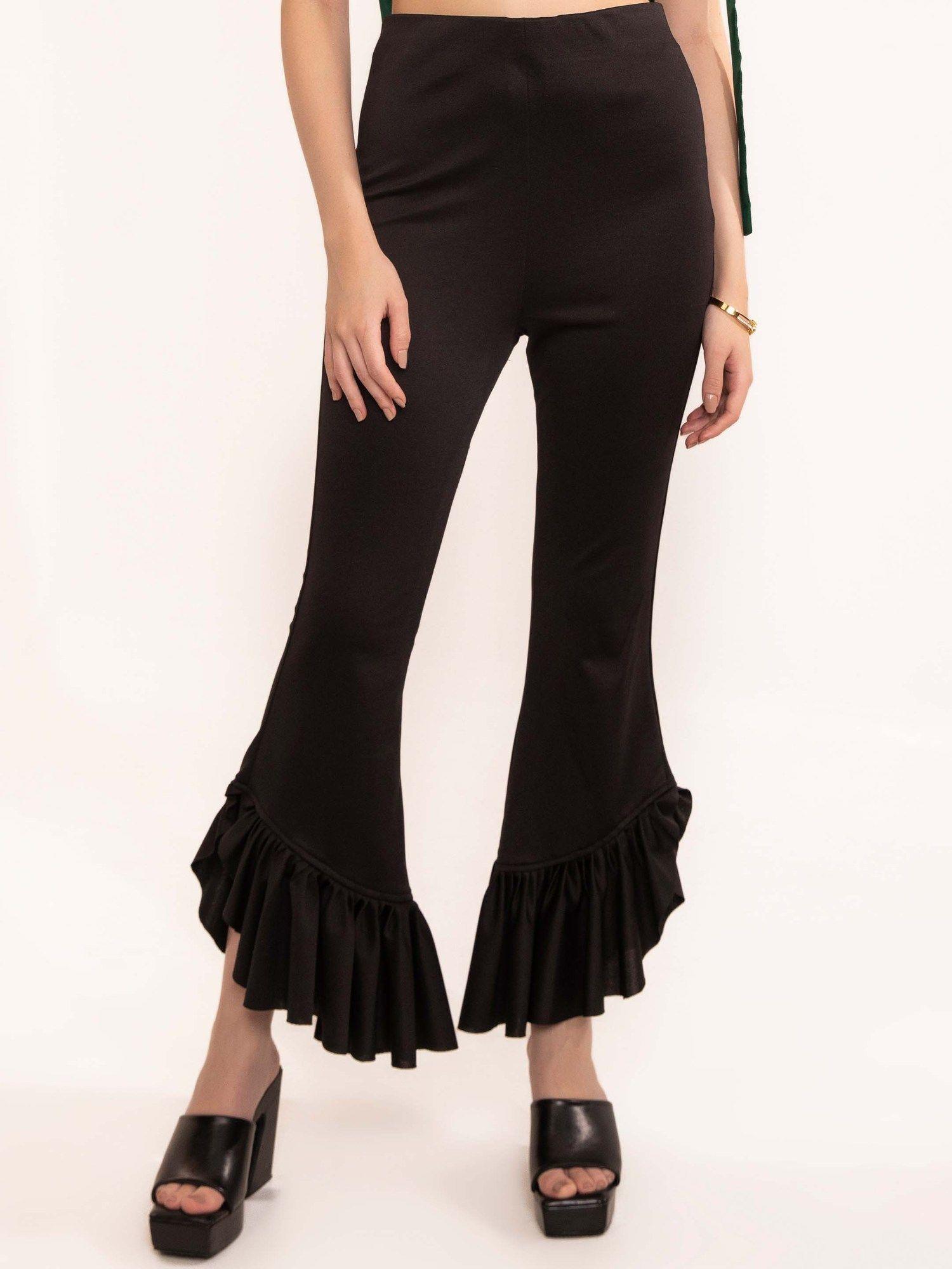 black beauty ruffled high waisted pant