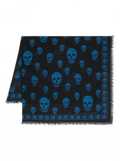 black biker skull silk blend scarf