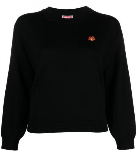 black black boke flower wool jumper