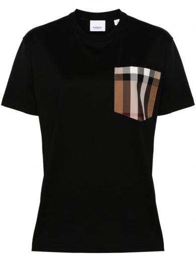 black black check pocket t-shirt