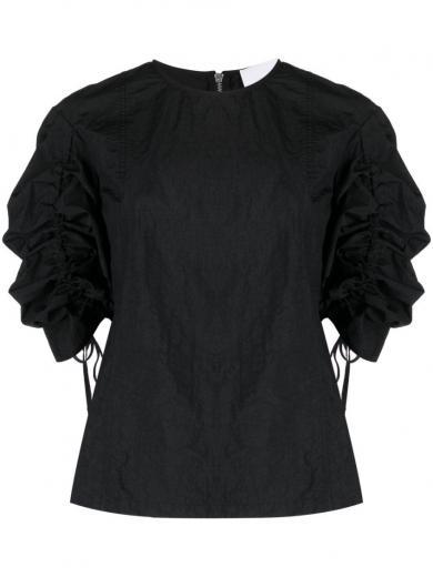 black black gathered detailing blouse