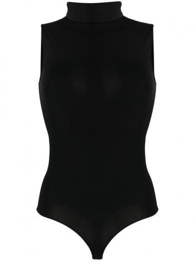 black black high neck viscose bodysuit