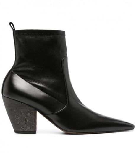 black black leather ankle boots
