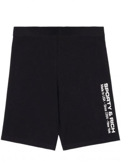 black black logo print shorts