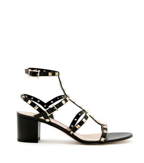 black black rockstud leather sandals