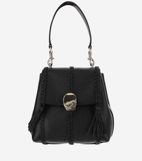 black black solid logo satchel bag