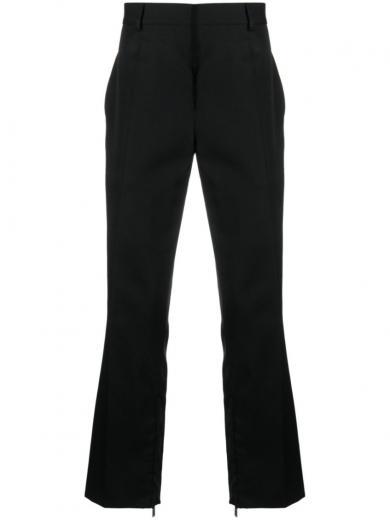 black black wool straight-leg trousers