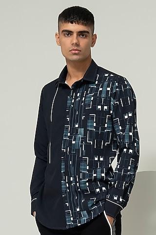 black blended suiting printed shirt