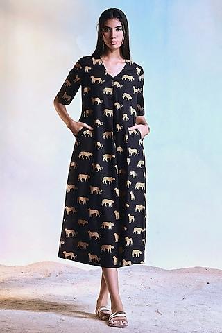 black block printed dress