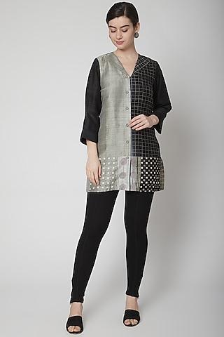 black block printed tunic