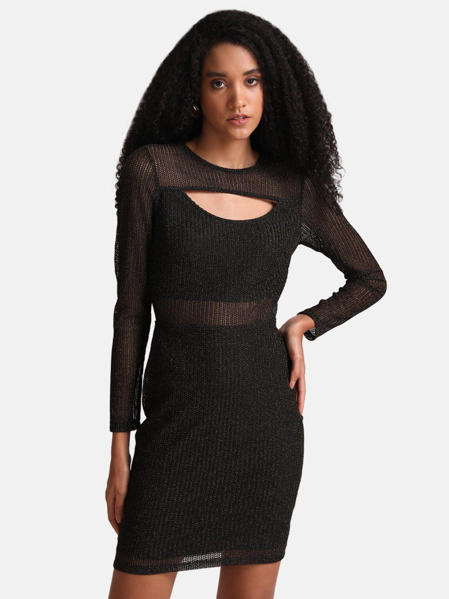 black bodycon mini dress with cut-out