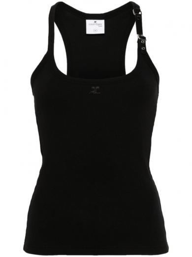 black buckle ribbed tank top