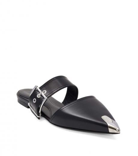 black buckle sabot flats