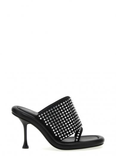 black bumber crystal heels
