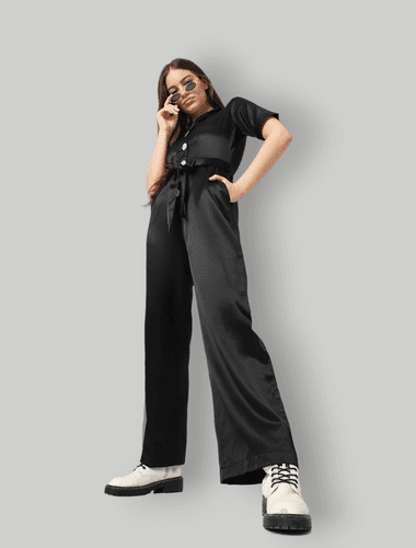 black button down jumpsuit