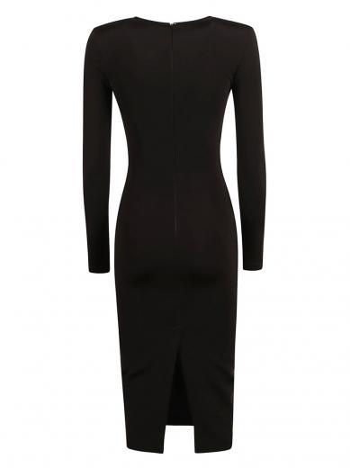 black calf-length dress