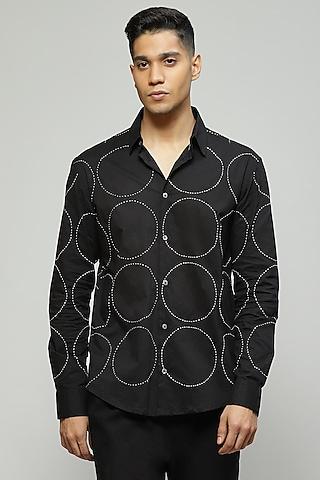 black cambric hand embroidered shirt