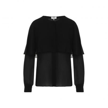black cape-effect blouse