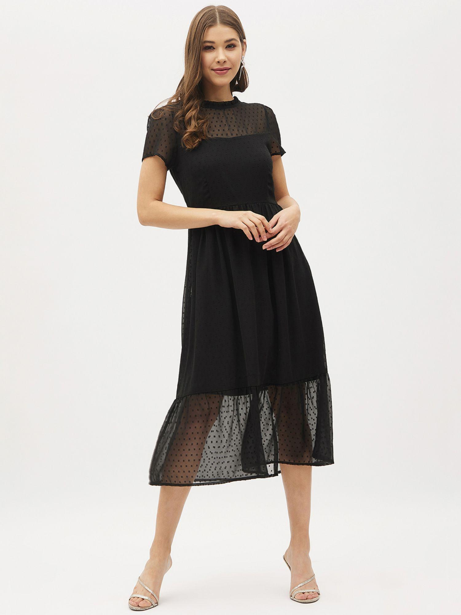 black casual mock neck dress