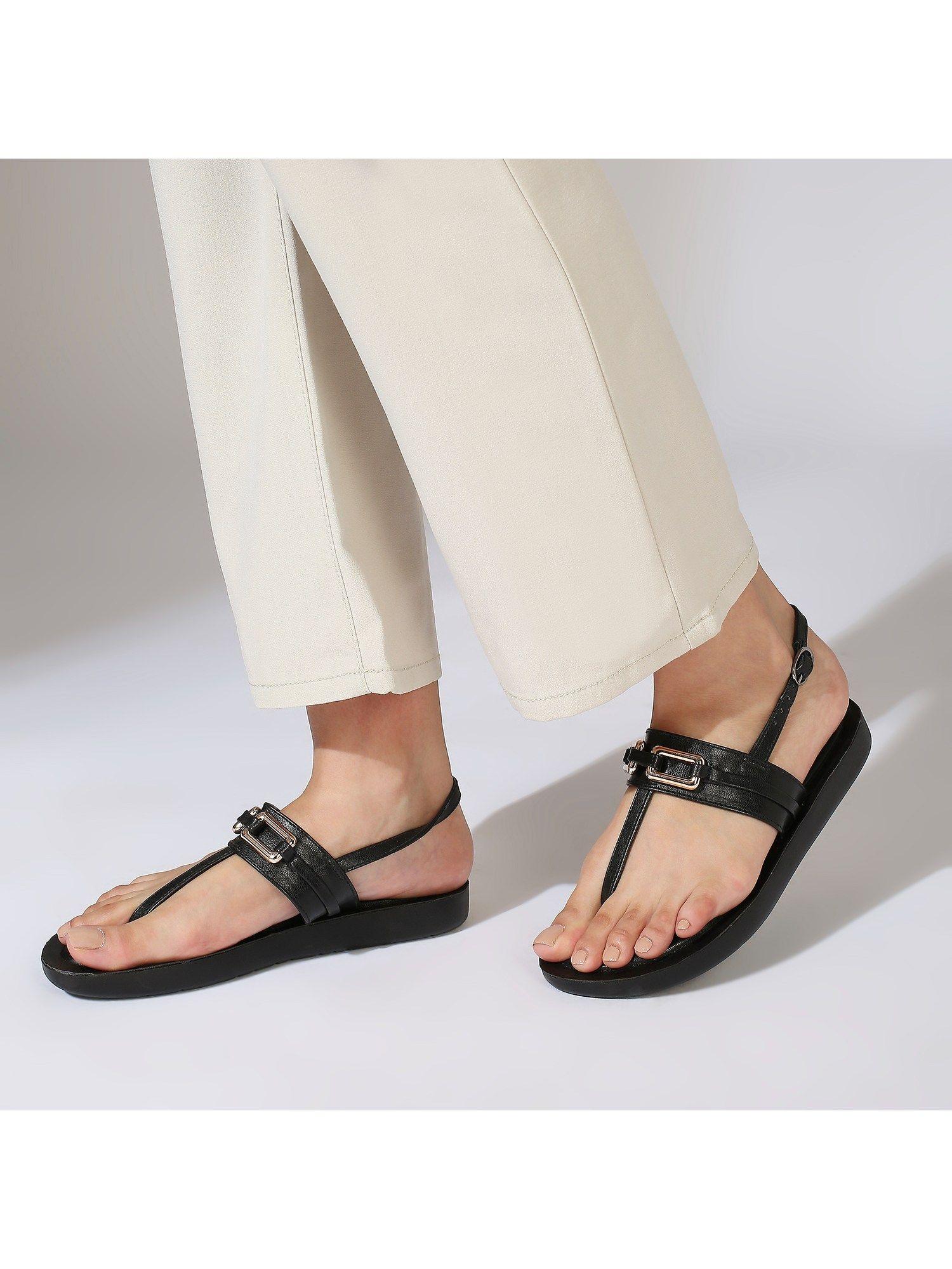 black casual round toe sandals