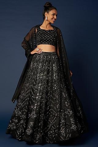 black celeste embroidered lehenga set