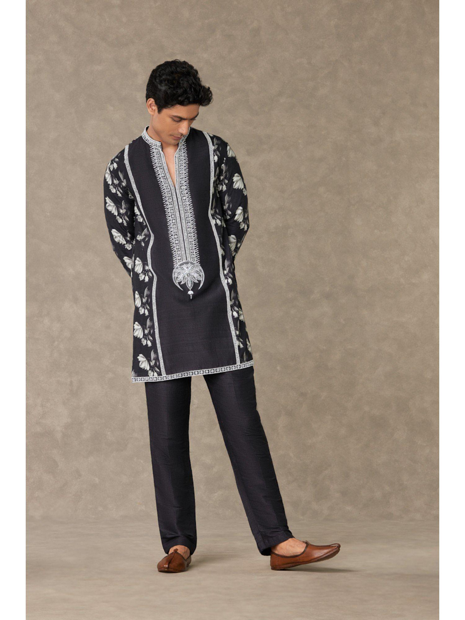 black chaand floral kurta