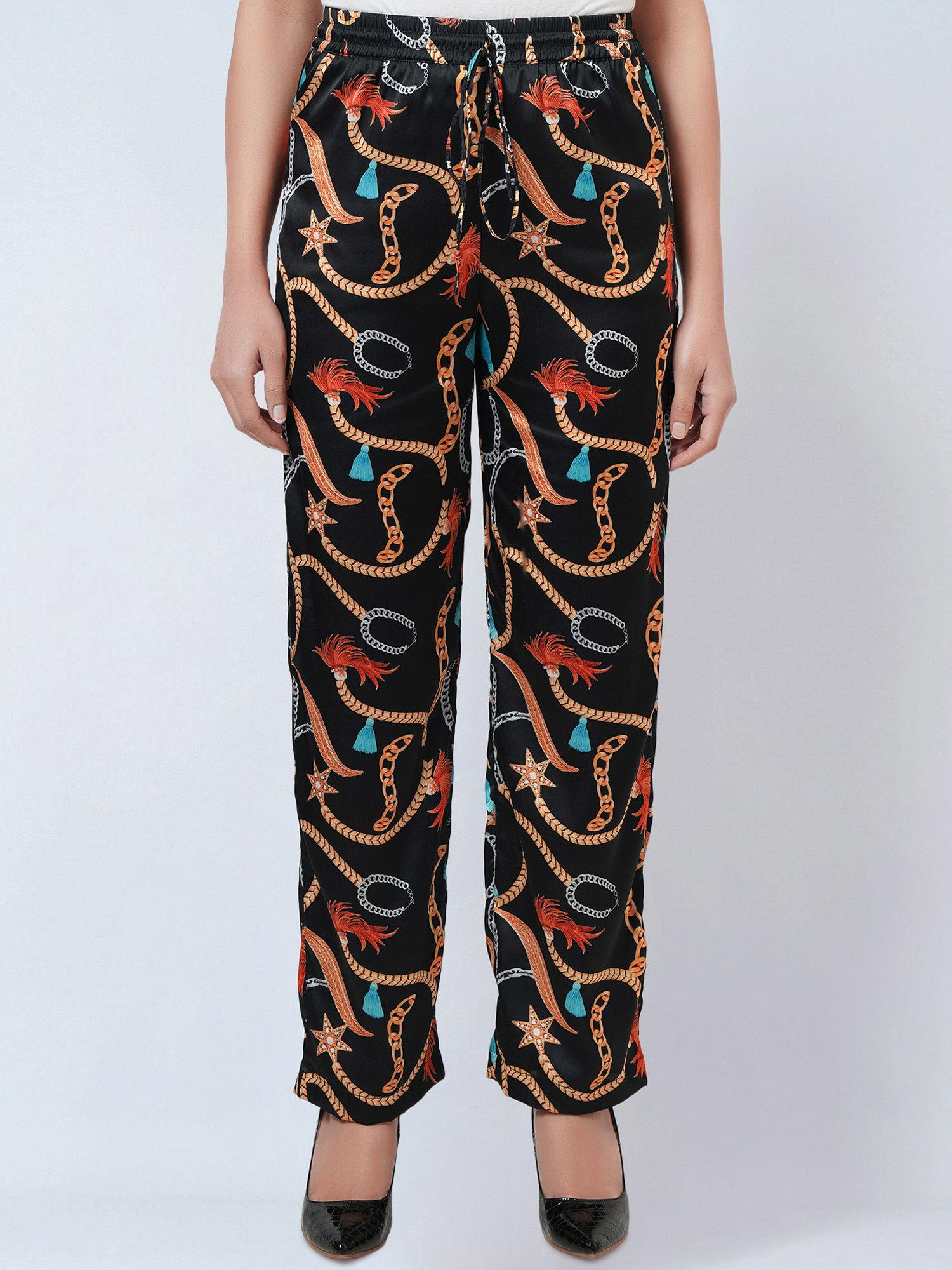 black chain print pant