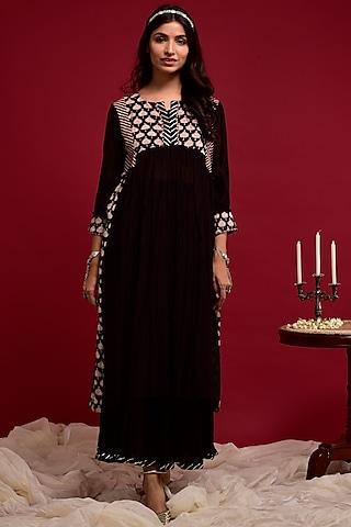 black chanderi sharara set