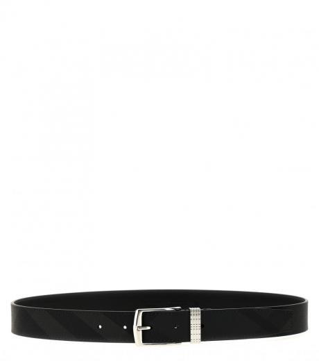 black check leather belt