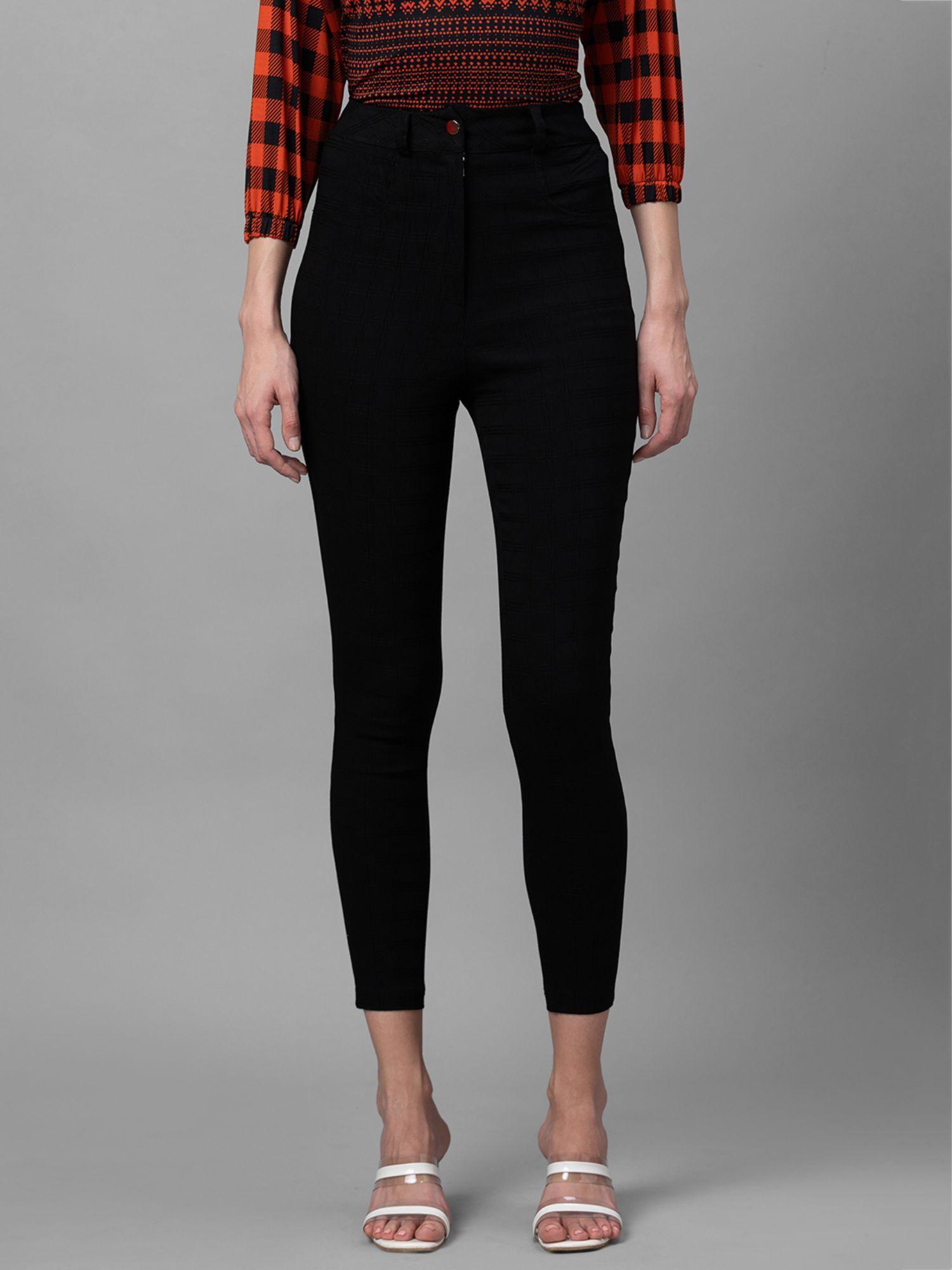 black checked skinny fit trousers