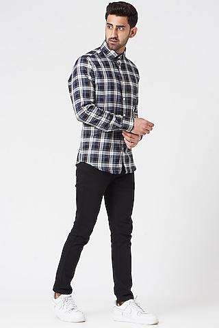 black checkered shirt