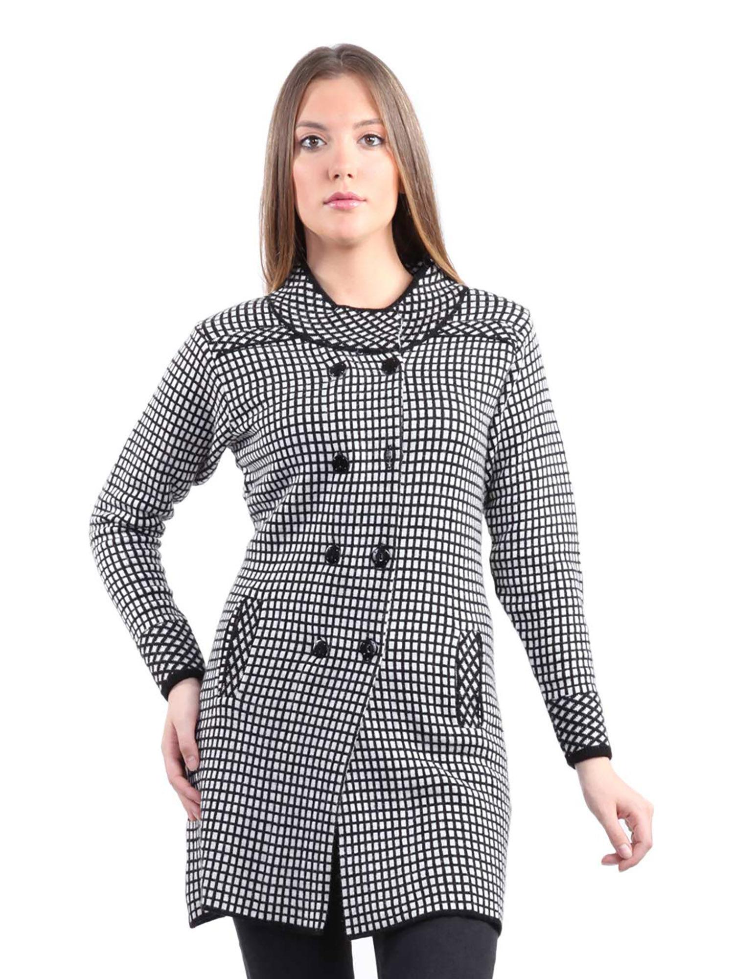 black checks high neck casual jacket