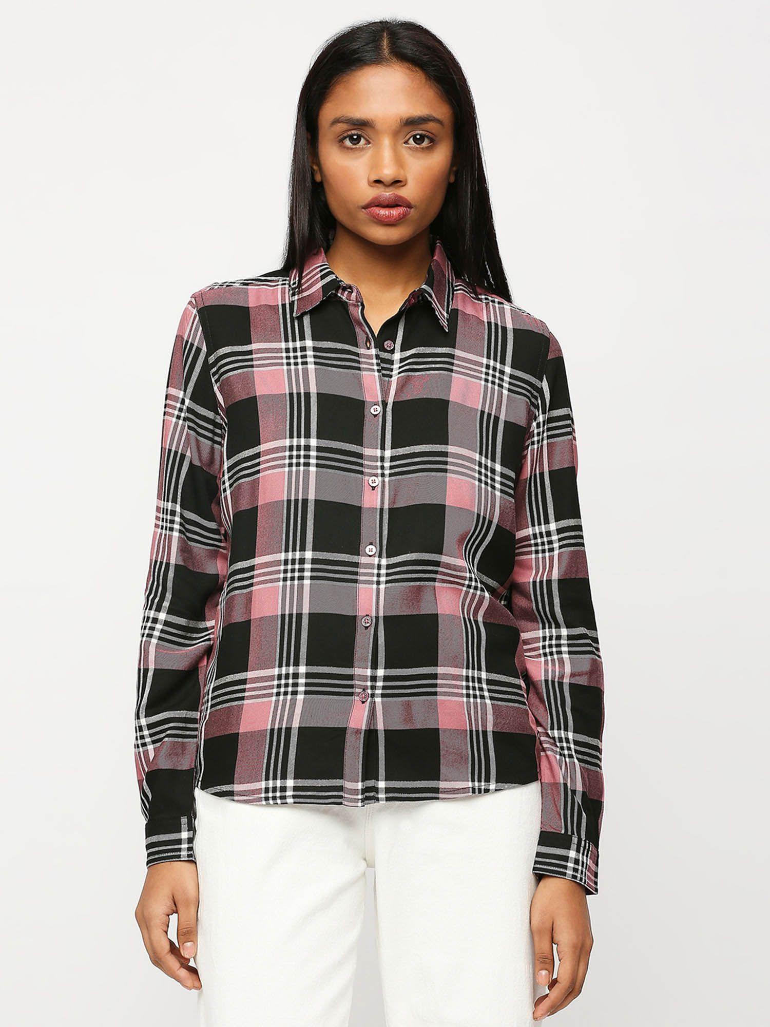 black checks long sleeve shirt