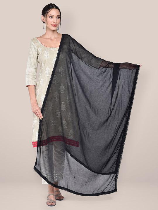 black chiffon dupatta with lace